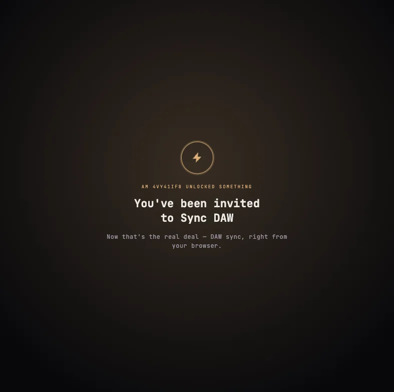 SESSION AM — You've been invited to Sync DAW